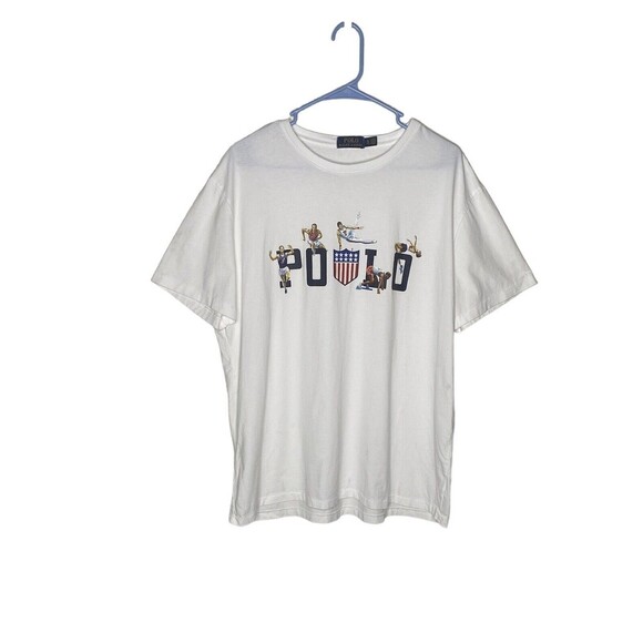 Polo Ralph Lauren Shirt Men XL Slim Fit USA Olympics White Graphic T Shirt - Picture 3 of 7